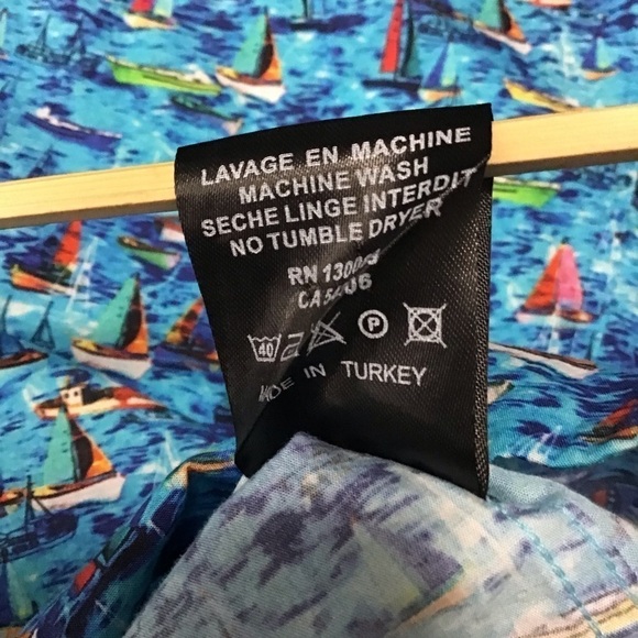 Jared Lang Blue Sail Boat Button Up Shirt. - Picture 9 of 9